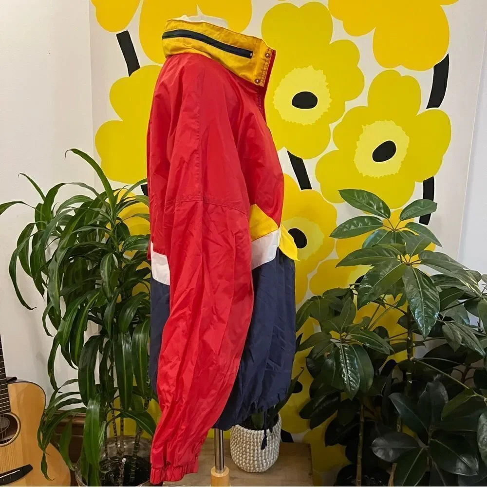 Rad Retro Italian Vintage 1990s Primary Colorblock Winbreaker Pillover Jacket
